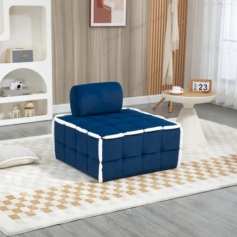 Poltrona d'accento senza braccioli in velluto con cuscino posteriore rimovibile e gambe in legno di caucciù – Arancione / Beige / Blu / Rosso / Giallo / Verde, Singola