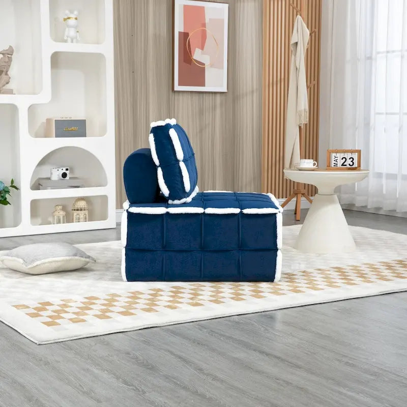 Poltrona d'accento senza braccioli in velluto con cuscino posteriore rimovibile e gambe in legno di caucciù – Arancione / Beige / Blu / Rosso / Giallo / Verde, Singola