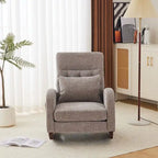 Sedia a Dondolo Imbottita con Schienale Alto, Tasche Laterali e Cuscino Lombare – Beige / Grigio / Bianco / Verde / Rosa / Blu, Singola