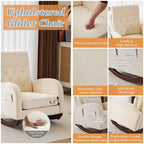 Sedia a Dondolo Imbottita con Schienale Alto, Tasche Laterali e Cuscino Lombare – Beige / Grigio / Bianco / Verde / Rosa / Blu, Singola