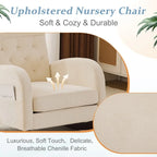 Sedia a Dondolo Imbottita con Schienale Alto, Tasche Laterali e Cuscino Lombare – Beige / Grigio / Bianco / Verde / Rosa / Blu, Singola