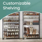 Scarpiera, Organizer per Scarpe a 12 Livelli, Scaffale Porta Scarpe in Metallo per Garage, Ingresso, Set di 2 Scaffali Impilabili a 6 Livelli, Contiene 48-60 Paia