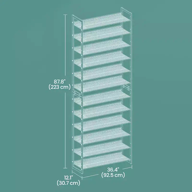 Scarpiera, Organizer per Scarpe a 12 Livelli, Scaffale Porta Scarpe in Metallo per Garage, Ingresso, Set di 2 Scaffali Impilabili a 6 Livelli, Contiene 48-60 Paia