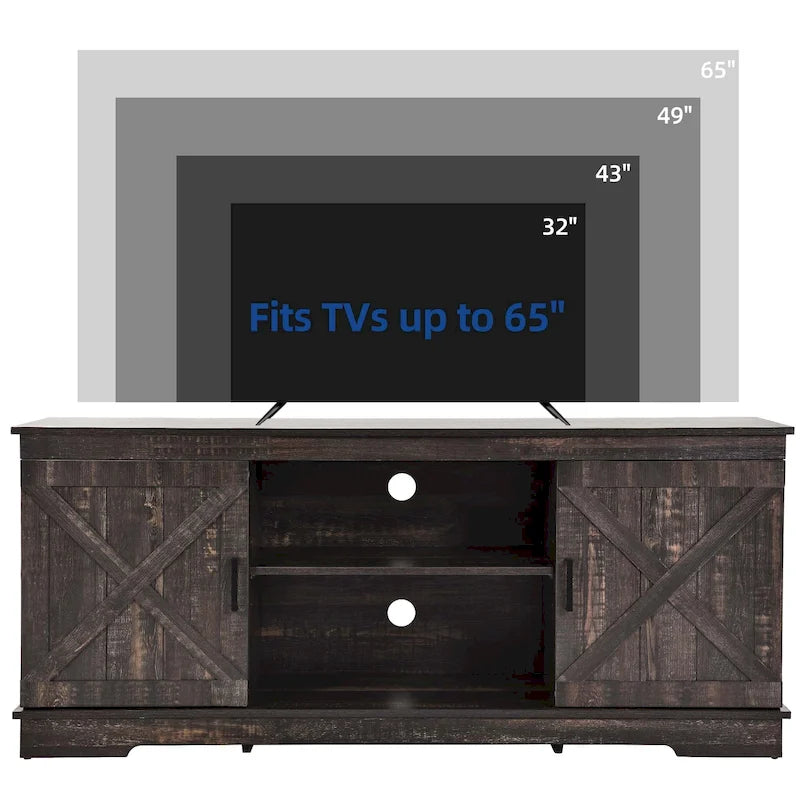 Mobile TV rustico con ante scorrevoli – Disponibile in vari colori, unità singola, adatto per TV fino a 65"