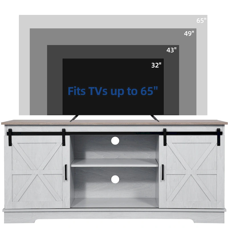 Mobile TV rustico con ante scorrevoli – Disponibile in vari colori, unità singola, adatto per TV fino a 65"