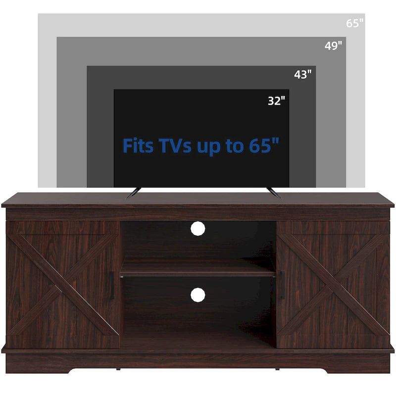 Mobile TV rustico con ante scorrevoli – Disponibile in vari colori, unità singola, adatto per TV fino a 65"