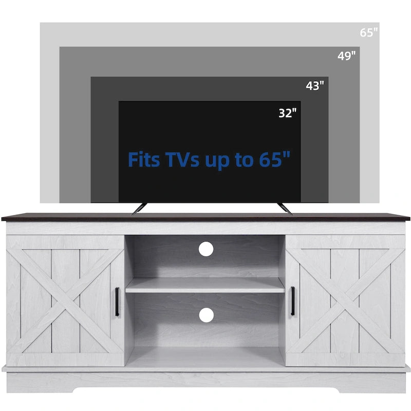 Mobile TV rustico con ante scorrevoli – Disponibile in vari colori, unità singola, adatto per TV fino a 65"