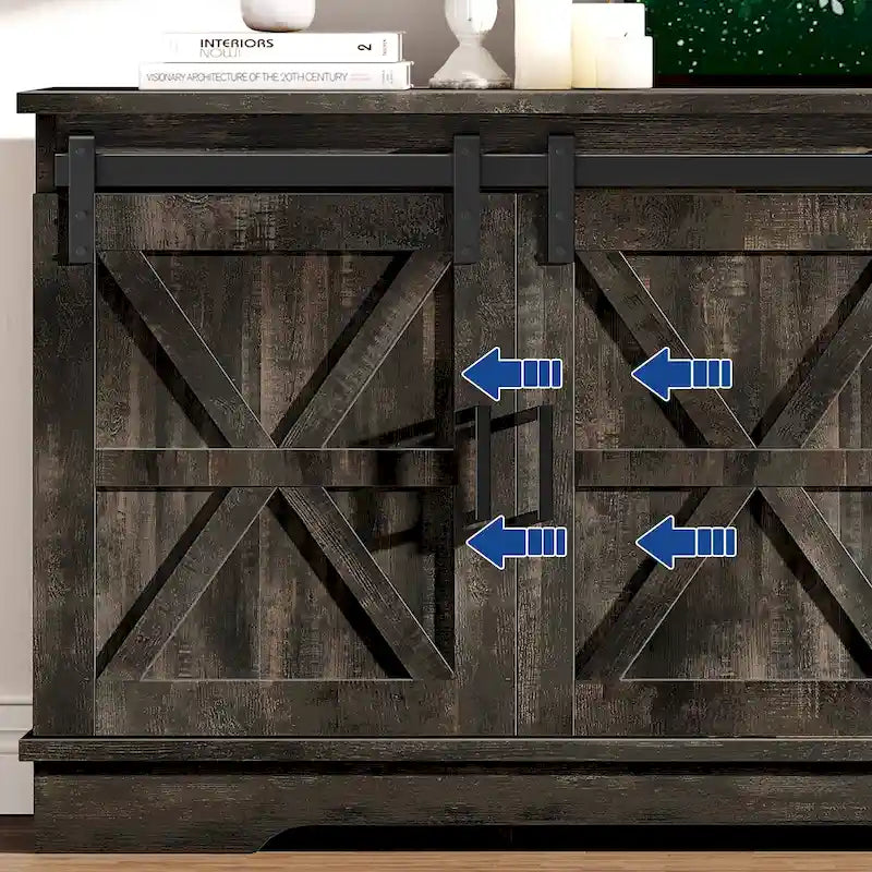 Mobile TV rustico con ante scorrevoli – Disponibile in vari colori, unità singola, adatto per TV fino a 65"