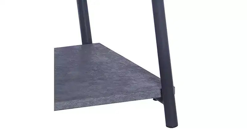 Tavolino Ovale Jamestown con Ripiano Contenitore in Ardesia Rustica Effetto Cemento e Metallo Nero