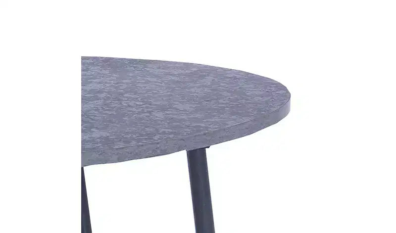 Tavolino Ovale Jamestown con Ripiano Contenitore in Ardesia Rustica Effetto Cemento e Metallo Nero