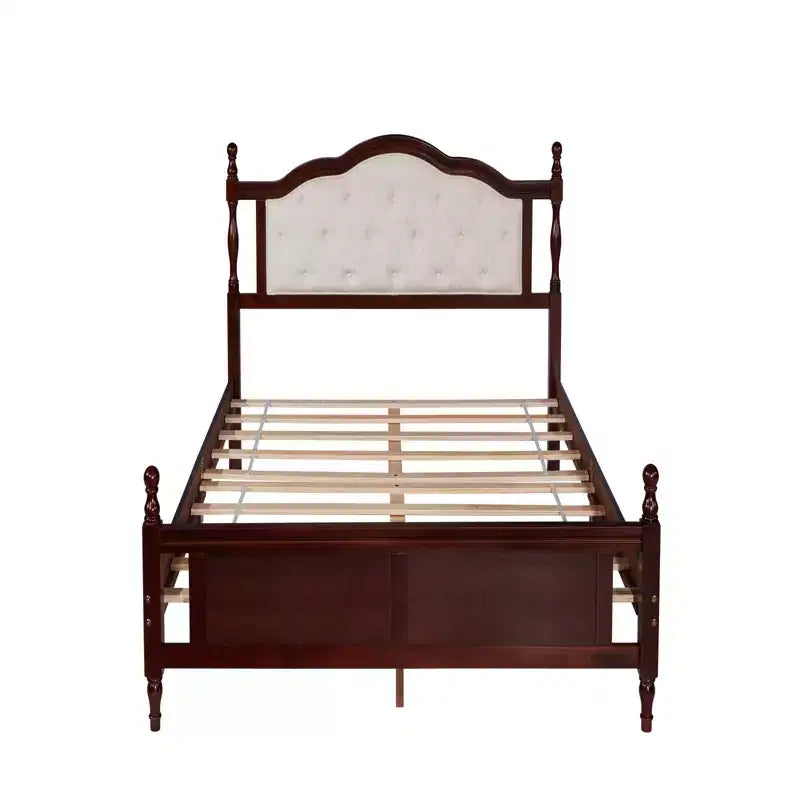 Struttura letto matrimoniale Queen Size con testiera, struttura letto a piattaforma in legno rustico, supporto a doghe in legno, nessun materasso a molle richiesto, facile montaggio