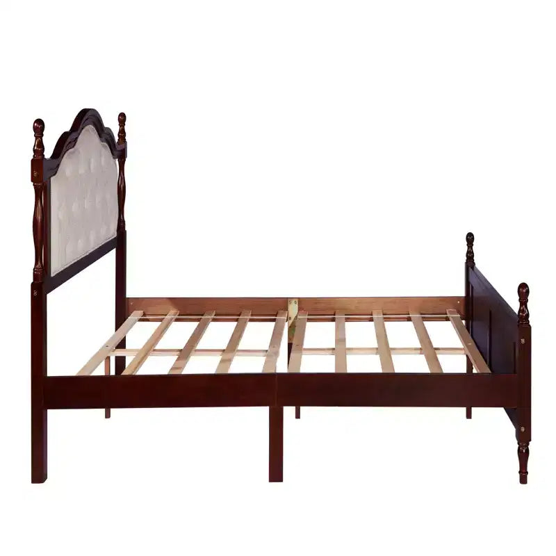 Struttura letto matrimoniale Queen Size con testiera, struttura letto a piattaforma in legno rustico, supporto a doghe in legno, nessun materasso a molle richiesto, facile montaggio
