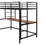 Letto a soppalco in metallo matrimoniale/una piazza e mezzo con scrivania e mensole - ModernLuxe
