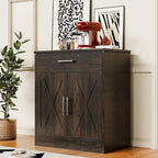 Madia credenza moderna con vani – Marrone scuro / Grigio / Bianco, singola