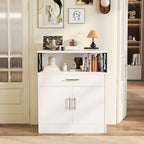 Madia credenza moderna con vani – Marrone scuro / Grigio / Bianco, singola