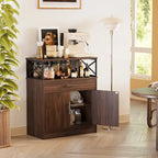 Madia credenza moderna con vani – Marrone scuro / Grigio / Bianco, singola