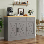Madia credenza moderna con vani – Marrone scuro / Grigio / Bianco, singola