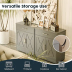 Madia credenza moderna con vani – Marrone scuro / Grigio / Bianco, singola