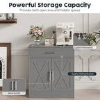 Madia credenza moderna con vani – Marrone scuro / Grigio / Bianco, singola