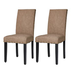 Sedie da pranzo con schienale alto in tessuto di lino e borchie decorative – Grigio / Bianco Crema / Marrone Chiaro