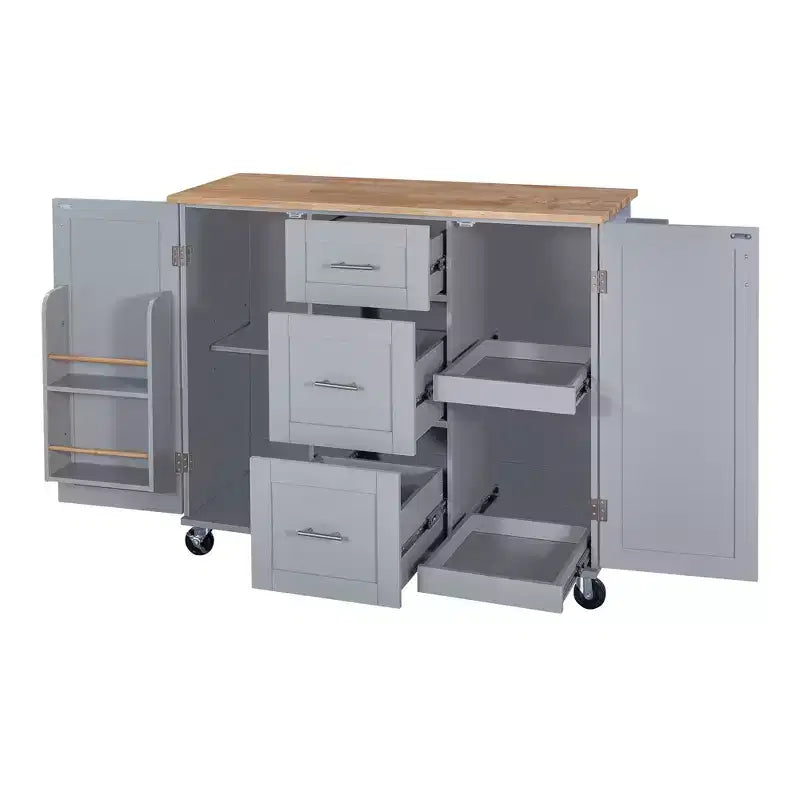 Whisen Isola Cucina Moderna su Ruote con Porta Spezie, Porta Utensili, Cassetti e Ripiano