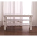 White Finish Solid Wood Shoe Bench with Shelf