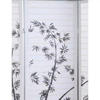 Divisorio a 4 pannelli con cornice e stampa bambù Roundhill Furniture, bianco
