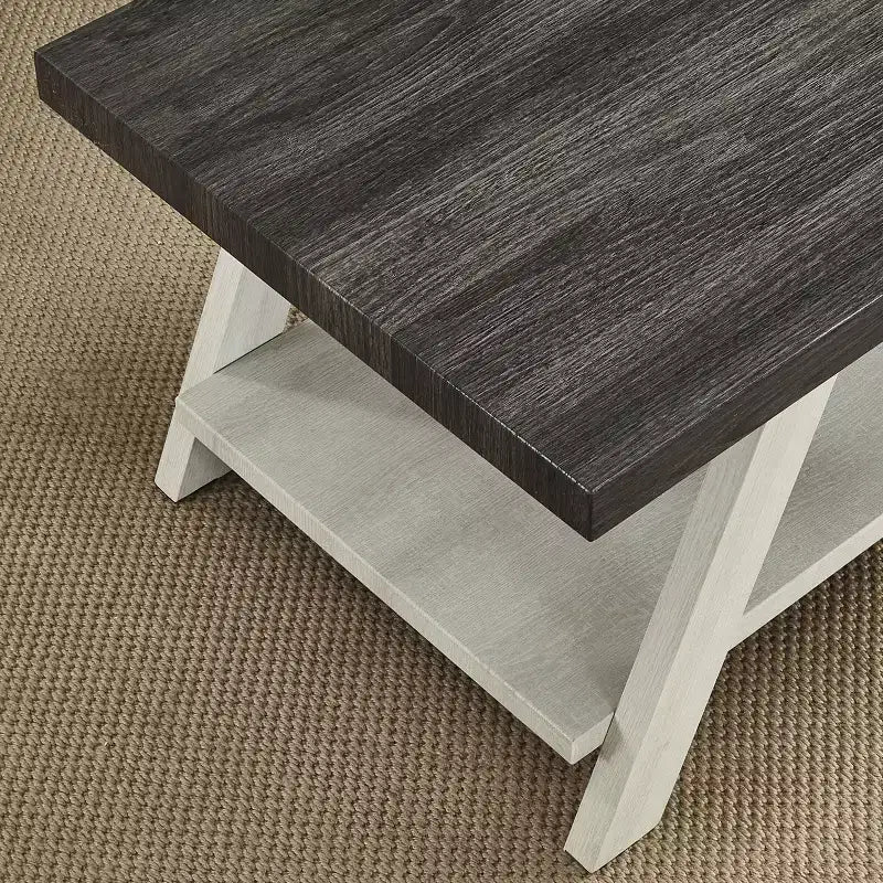 Tavolino Roundhill Furniture Athens contemporaneo a due tonalità con ripiano in legno, color carbone effetto invecchiato e beige