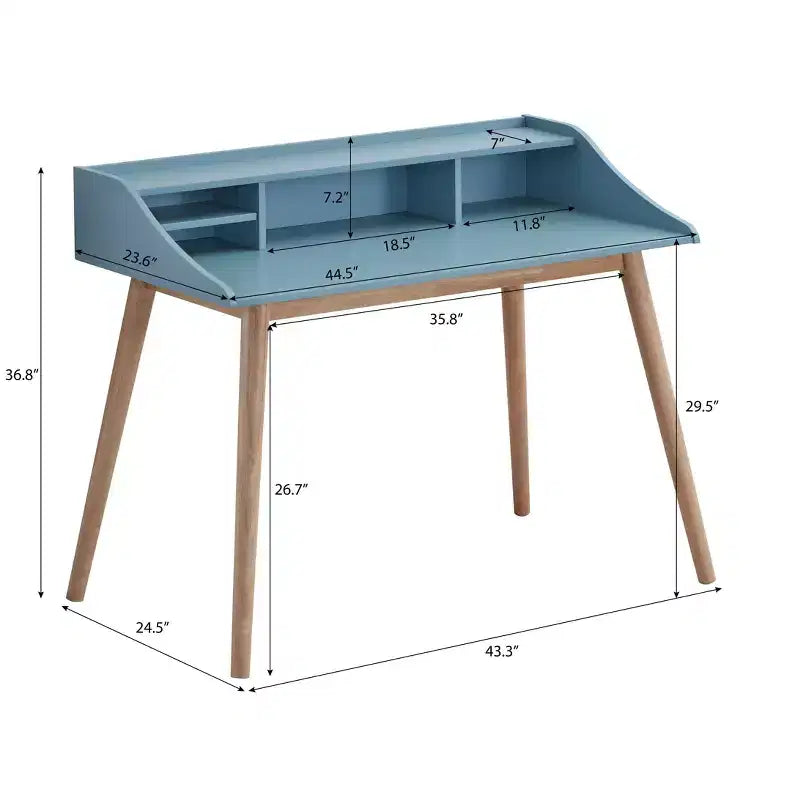 Scrivania in legno moderna di metà secolo con credenza Roundhill Furniture Roskilde, blu