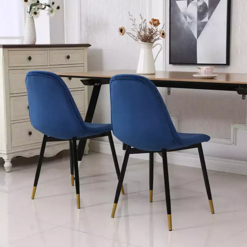 Sedie da pranzo contemporanee Roundhill Furniture Lassan in tessuto, blu, set da 4