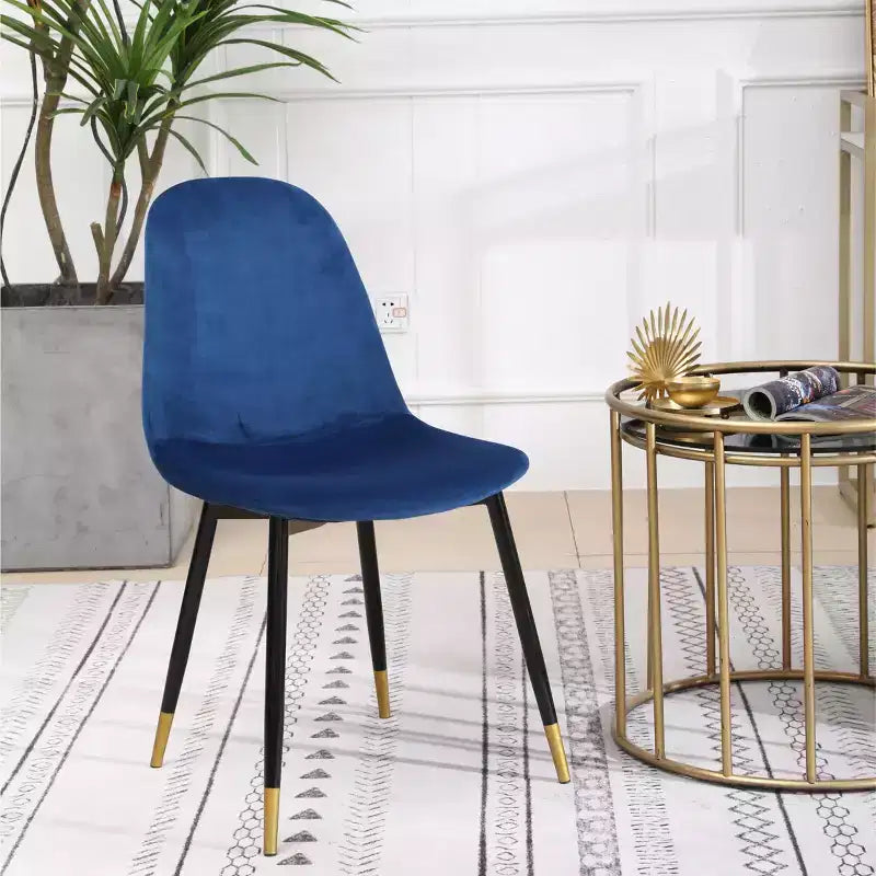 Sedie da pranzo contemporanee Roundhill Furniture Lassan in tessuto, blu, set da 4