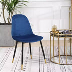 Sedie da pranzo contemporanee Roundhill Furniture Lassan in tessuto, blu, set da 4