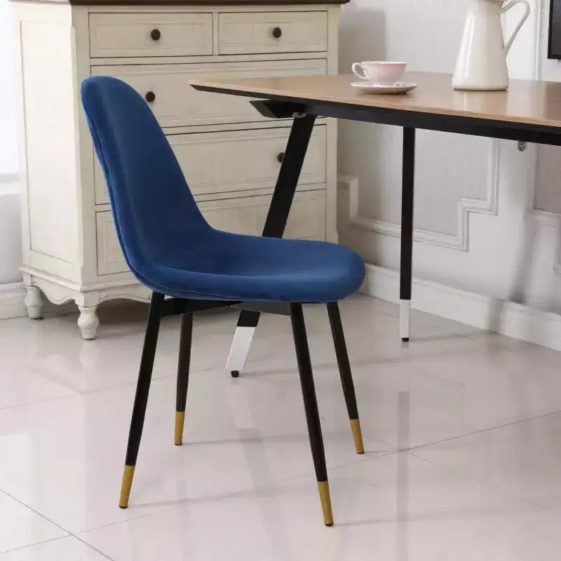 Sedie da pranzo contemporanee Roundhill Furniture Lassan in tessuto, blu, set da 4