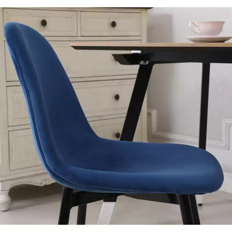 Sedie da pranzo contemporanee Roundhill Furniture Lassan in tessuto, blu, set da 4
