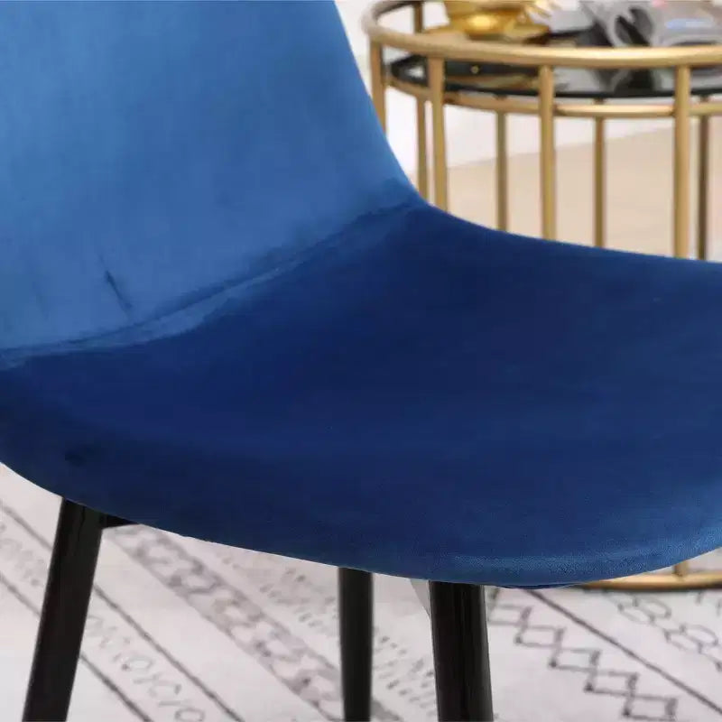 Sedie da pranzo contemporanee Roundhill Furniture Lassan in tessuto, blu, set da 4