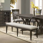 Panca da pranzo imbottita Roundhill Furniture Grant con borchie, grigia