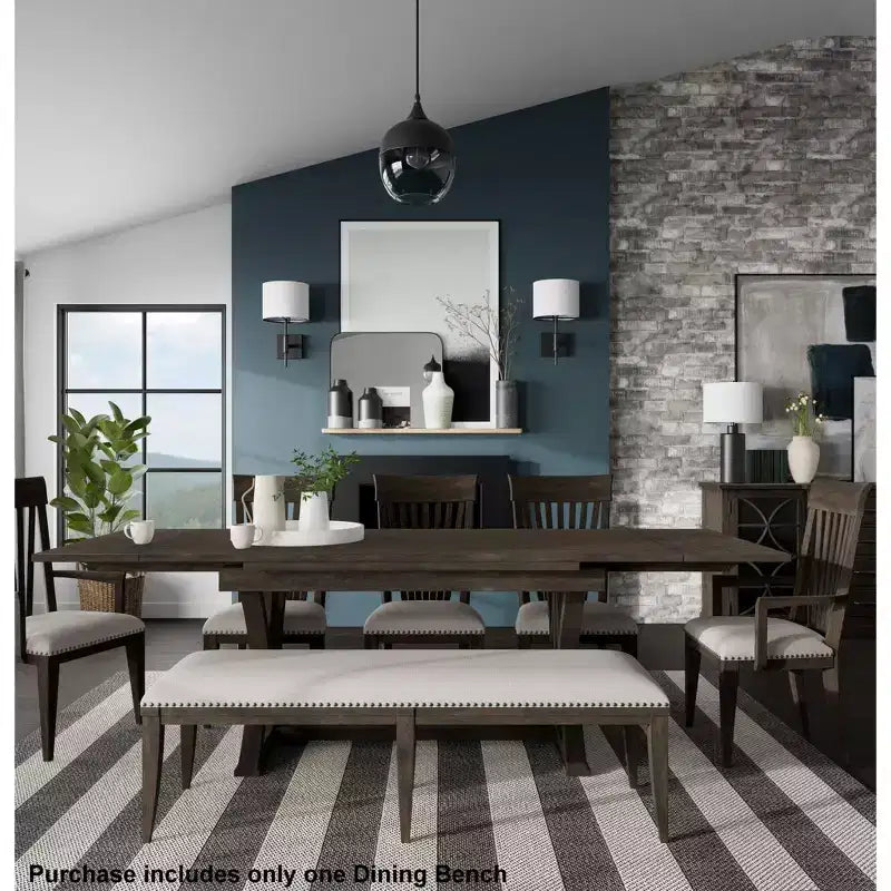 Panca da pranzo imbottita Roundhill Furniture Grant con borchie, grigia