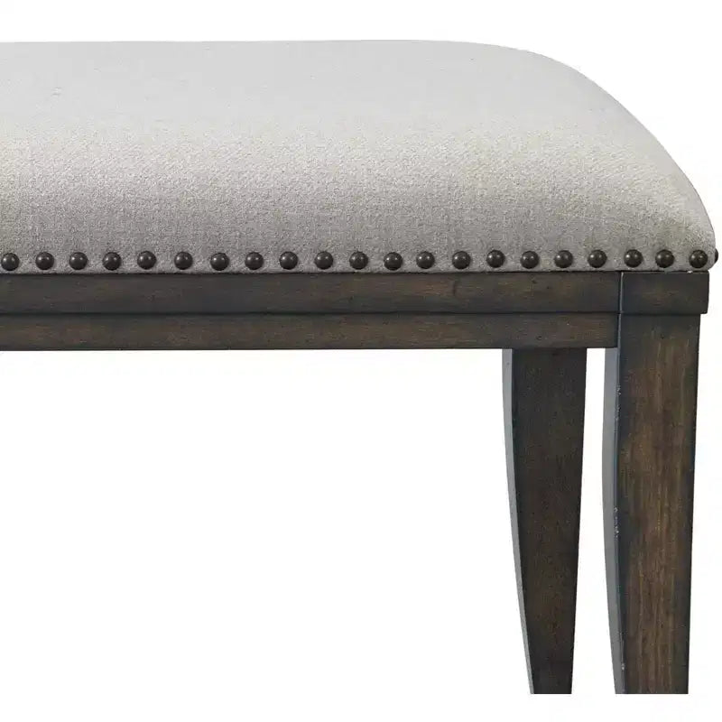 Panca da pranzo imbottita Roundhill Furniture Grant con borchie, grigia