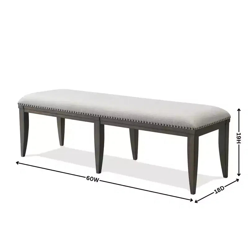 Panca da pranzo imbottita Roundhill Furniture Grant con borchie, grigia