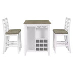 Set da pranzo Whisen a 5 pezzi multifunzione in legno di caucciù altezza bancone con 4 sedie imbottite