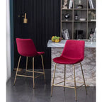 Sgabello da bancone moderno in velluto Roundhill Furniture Aufurr da 26,50 pollici, rosso, set da 2 pezzi