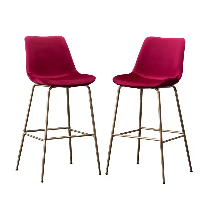 Sgabello da bancone moderno in velluto Roundhill Furniture Aufurr da 26,50 pollici, rosso, set da 2 pezzi