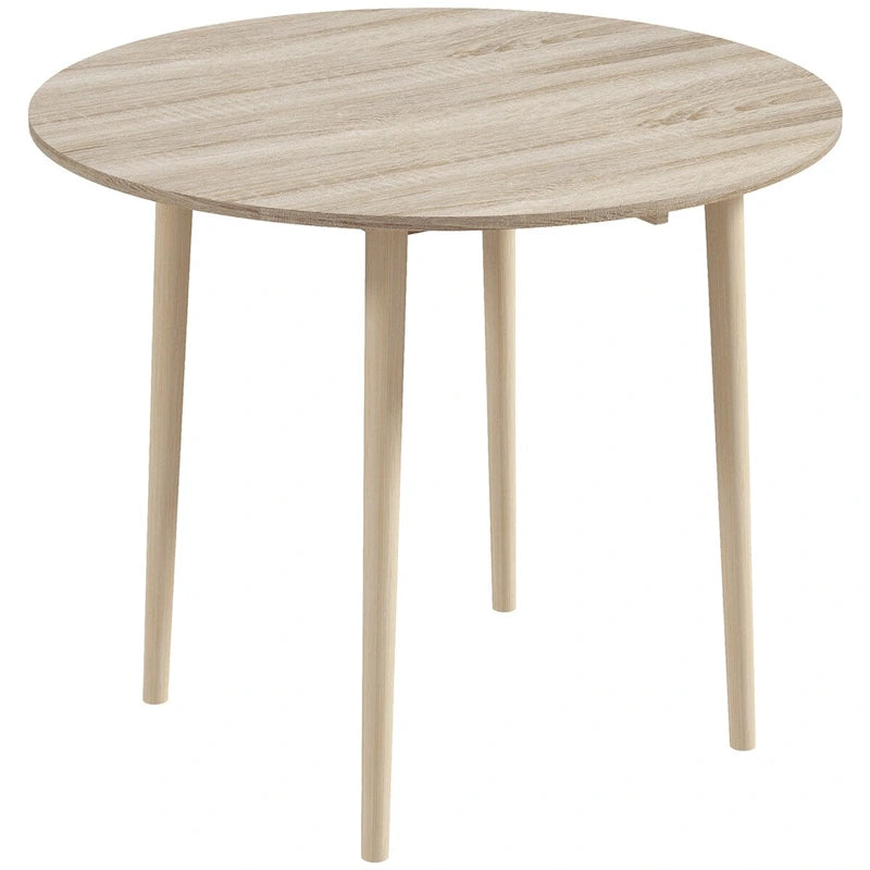 Tavolo da pranzo rotondo pieghevole con anta a ribalta da 89 cm e gambe in legno di pino – Nero/Beige, per 4 persone