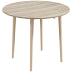 Tavolo da pranzo rotondo pieghevole con anta a ribalta da 89 cm e gambe in legno di pino – Nero/Beige, per 4 persone