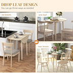 Tavolo da pranzo rotondo pieghevole con anta a ribalta da 89 cm e gambe in legno di pino – Nero/Beige, per 4 persone