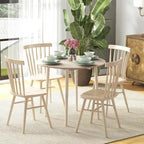 Tavolo da pranzo rotondo pieghevole con anta a ribalta da 89 cm e gambe in legno di pino – Nero/Beige, per 4 persone