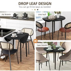 Tavolo da pranzo rotondo pieghevole con anta a ribalta da 89 cm e gambe in legno di pino – Nero/Beige, per 4 persone