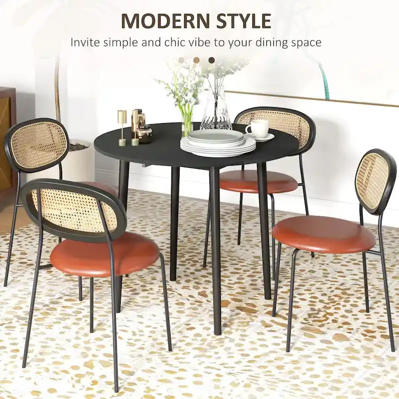Tavolo da pranzo rotondo pieghevole con anta a ribalta da 89 cm e gambe in legno di pino – Nero/Beige, per 4 persone