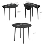 Tavolo da pranzo rotondo pieghevole con anta a ribalta da 89 cm e gambe in legno di pino – Nero/Beige, per 4 persone
