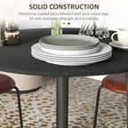 Tavolo da pranzo rotondo pieghevole con anta a ribalta da 89 cm e gambe in legno di pino – Nero/Beige, per 4 persone